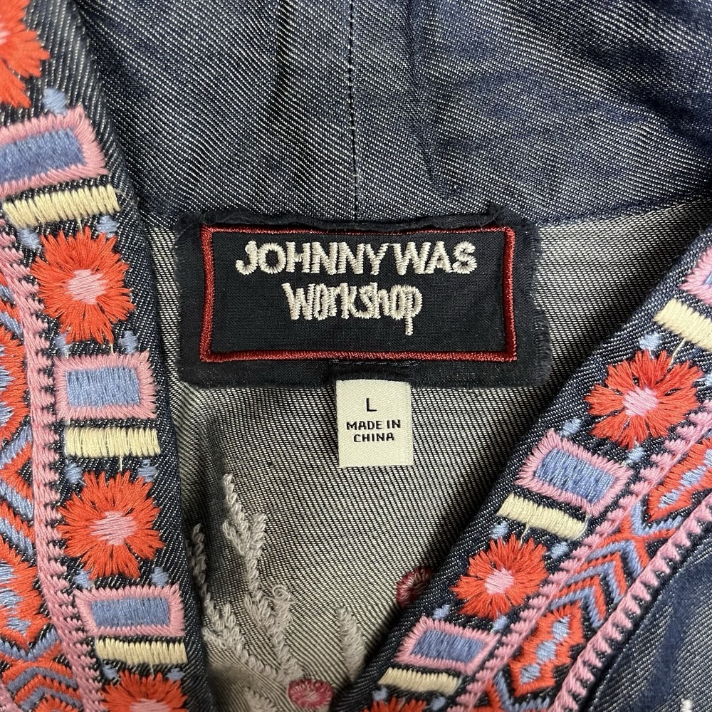 Johnny Was Workshop 100% Cotton Kimono Jacket Floral Embroidered Size L‎ - Picture 5 of 5